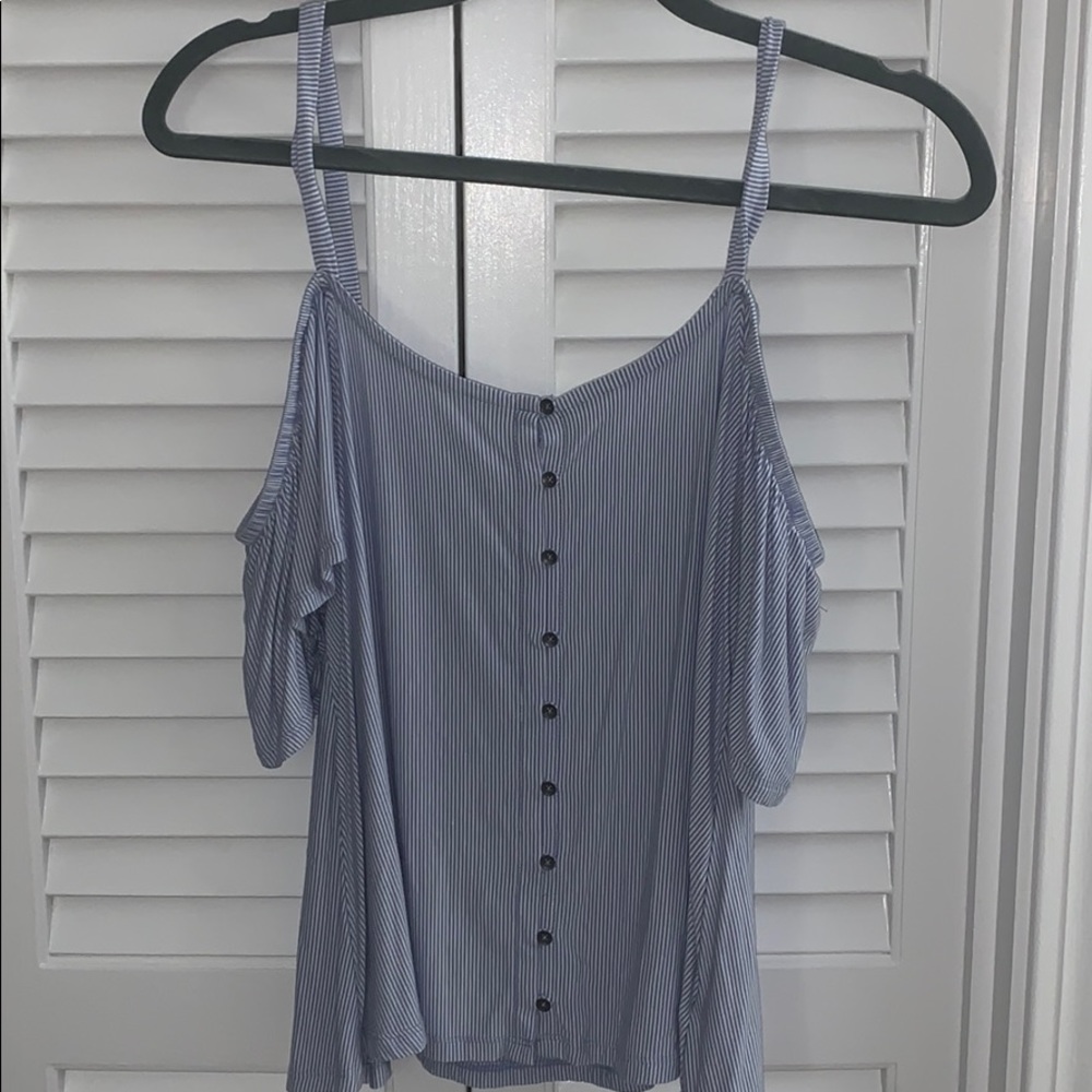 American Eagle Striped Off the Shoulder Tank Top